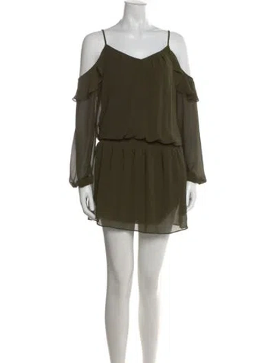 Pre-owned Ramy Brook V-neck Mini Dress In Green