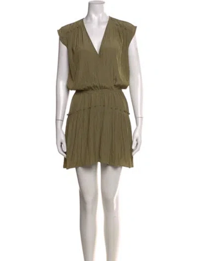 Pre-owned Ramy Brook V-neck Mini Dress In Green
