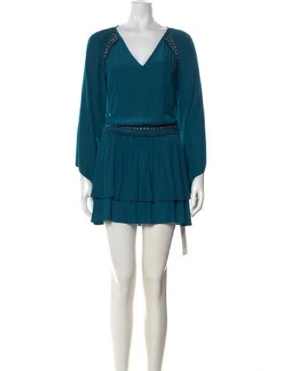 Pre-owned Ramy Brook V-neck Mini Dress In Green