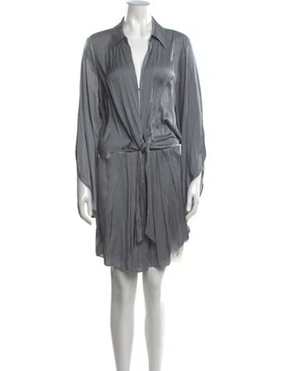 Pre-owned Ramy Brook V-neck Mini Dress In Grey