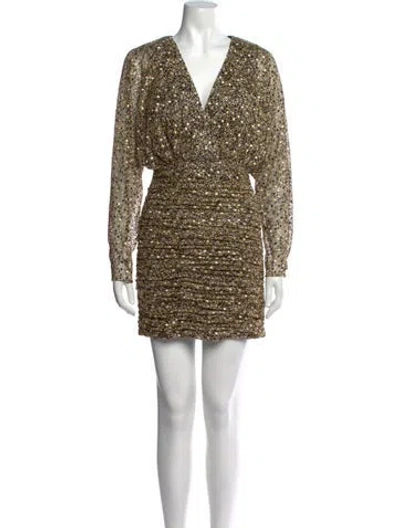 Pre-owned Ramy Brook V-neck Mini Dress In Neutral
