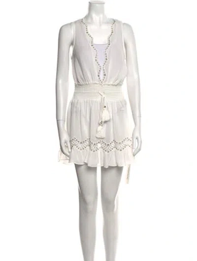 Pre-owned Ramy Brook V-neck Mini Dress In Neutral