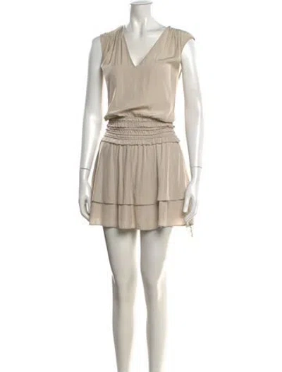 Pre-owned Ramy Brook V-neck Mini Dress In Neutrals