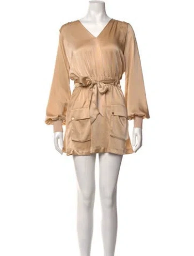 Pre-owned Ramy Brook V-neck Mini Dress In Neutrals