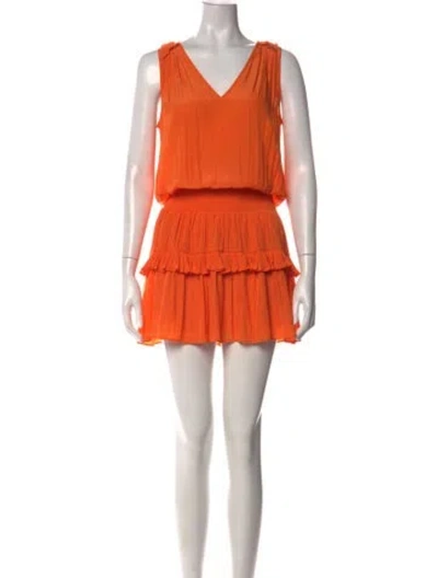 Pre-owned Ramy Brook V-neck Mini Dress In Orange