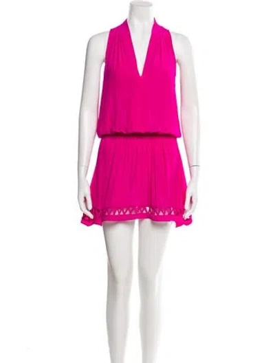 Pre-owned Ramy Brook V-neck Mini Dress In Pink
