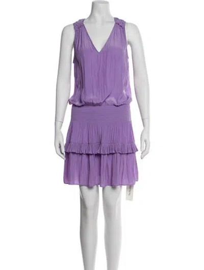 Pre-owned Ramy Brook V-neck Mini Dress In Purple