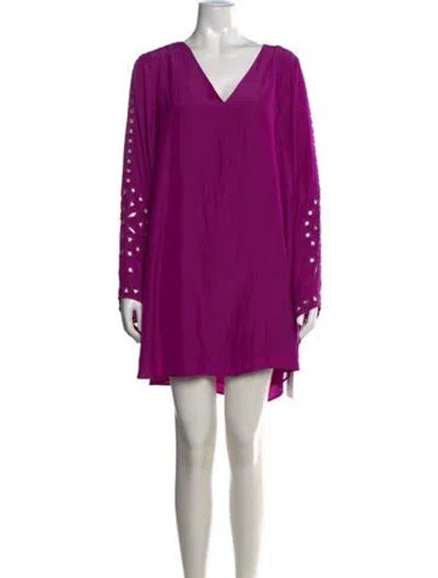 Pre-owned Ramy Brook V-neck Mini Dress In Purple