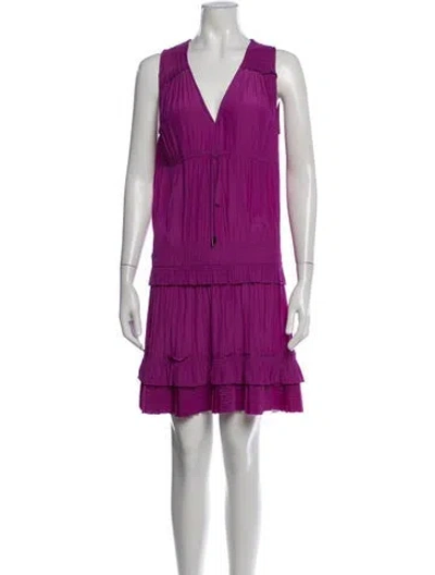 Pre-owned Ramy Brook V-neck Mini Dress In Purple