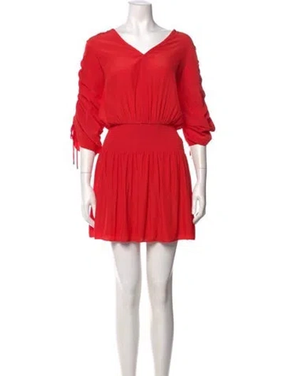 Pre-owned Ramy Brook V-neck Mini Dress In Red