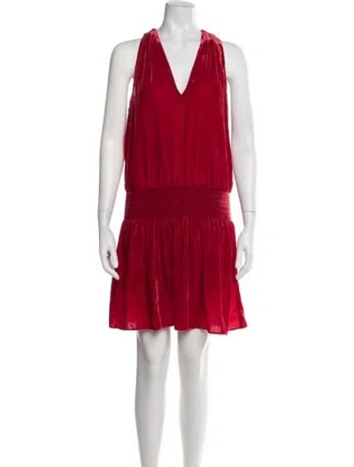 Pre-owned Ramy Brook V-neck Mini Dress In Red