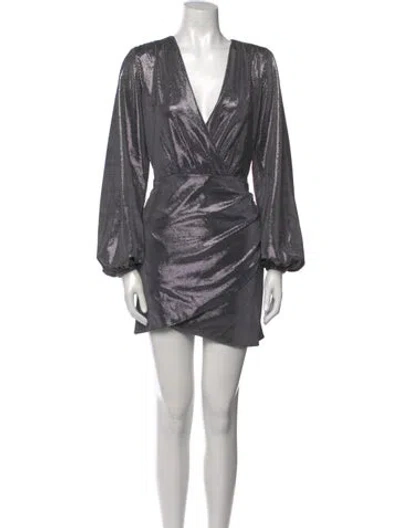 Pre-owned Ramy Brook V-neck Mini Dress In Silver