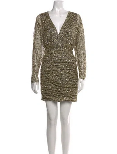 Pre-owned Ramy Brook V-neck Mini Dress In Silver