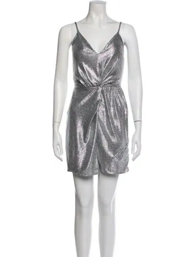 Pre-owned Ramy Brook V-neck Mini Dress In Silver