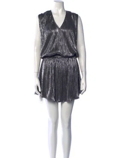 Pre-owned Ramy Brook V-neck Mini Dress In Silver