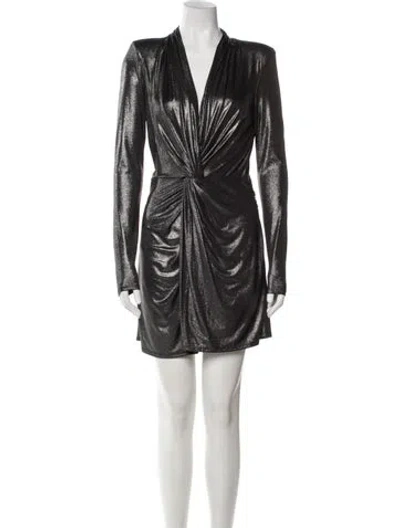 Pre-owned Ramy Brook V-neck Mini Dress W/ Tags In Black/metallic