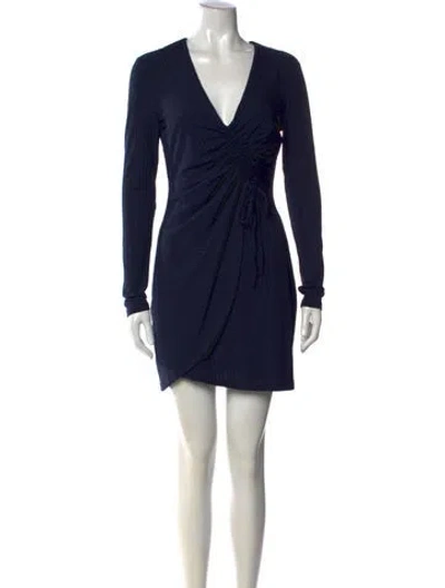 Pre-owned Ramy Brook V-neck Mini Dress W/ Tags In Blue