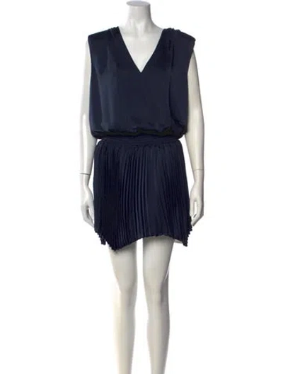 Pre-owned Ramy Brook V-neck Mini Dress W/ Tags In Blue