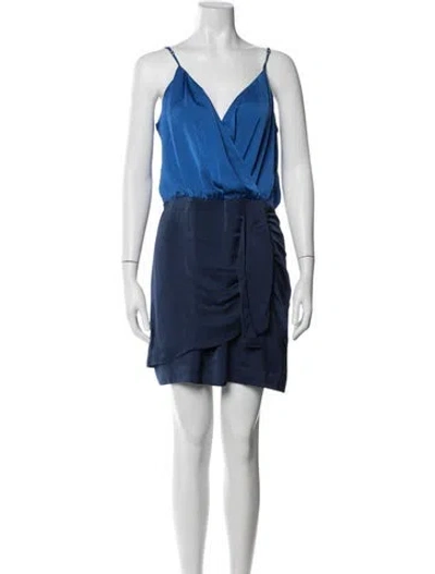 Pre-owned Ramy Brook V-neck Mini Dress W/ Tags In Blue