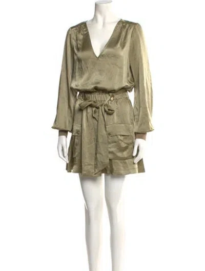 Pre-owned Ramy Brook V-neck Mini Dress W/ Tags In Green