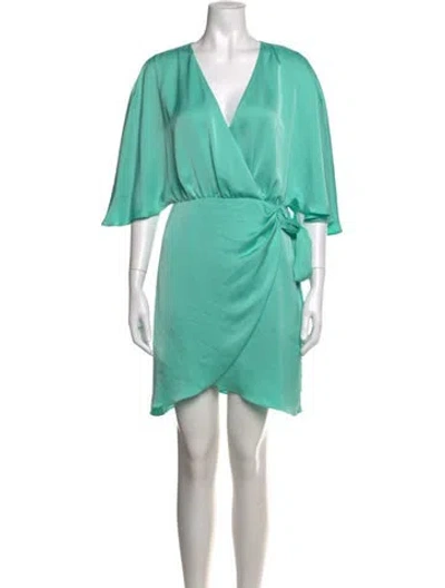 Pre-owned Ramy Brook V-neck Mini Dress W/ Tags In Green