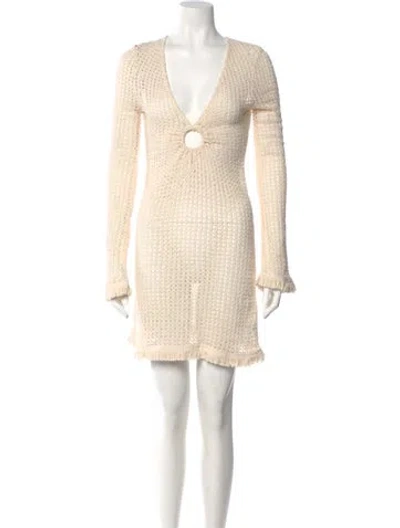 Pre-owned Ramy Brook V-neck Mini Dress W/ Tags In Neutral