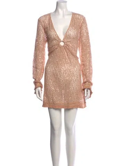 Pre-owned Ramy Brook V-neck Mini Dress W/ Tags In Neutral