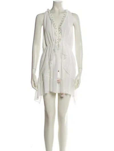 Pre-owned Ramy Brook V-neck Mini Dress In White