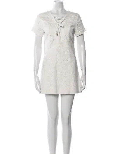 Pre-owned Ramy Brook V-neck Mini Dress In White