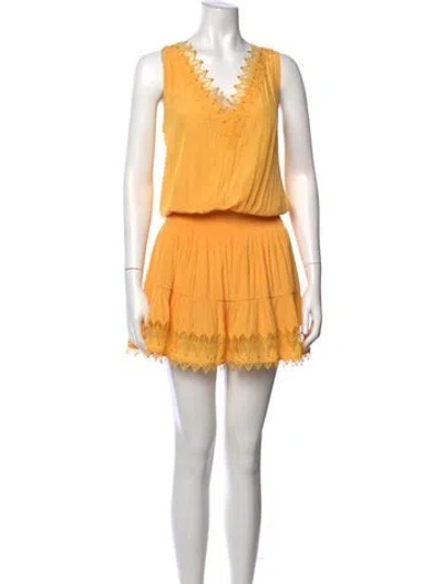 Pre-owned Ramy Brook V-neck Mini Dress In Yellow