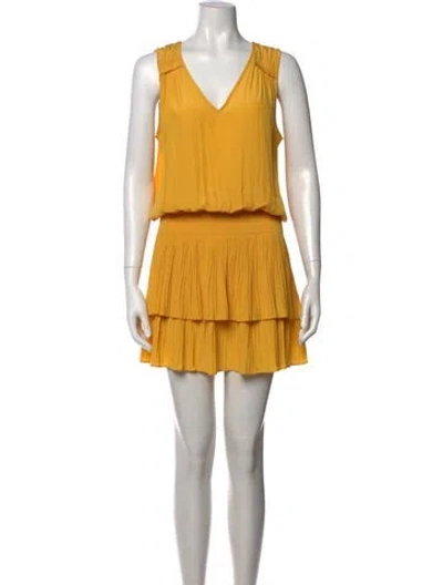 Pre-owned Ramy Brook V-neck Mini Dress In Yellow