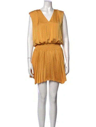 Pre-owned Ramy Brook V-neck Mini Dress In Yellow