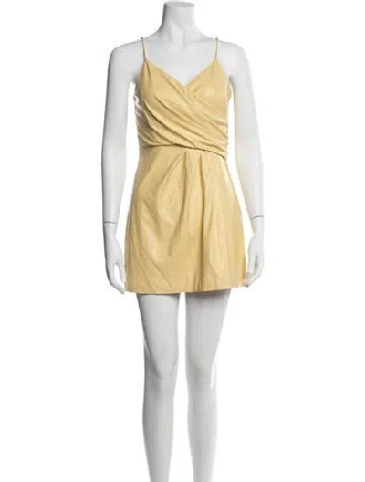 Pre-owned Ramy Brook V-neck Mini Dress In Yellow