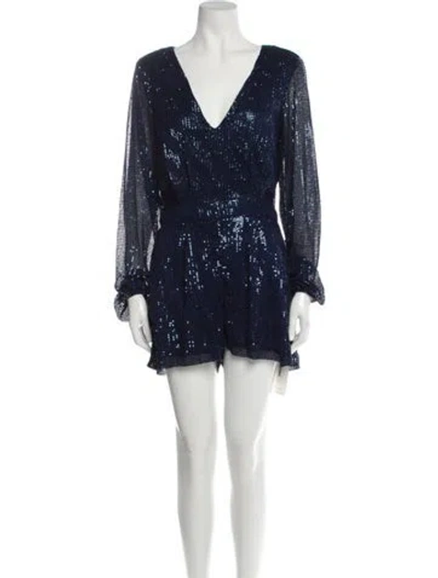 Pre-owned Ramy Brook V-neck Romper In Blue