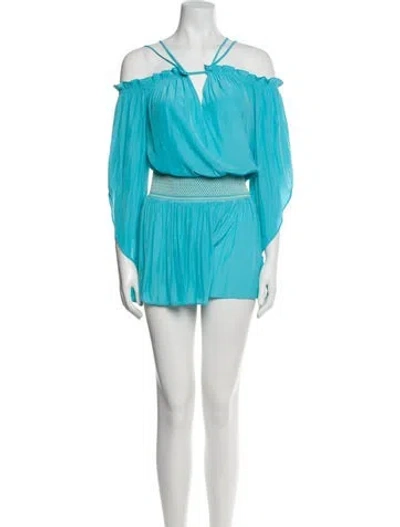 Pre-owned Ramy Brook V-neck Romper In Blue