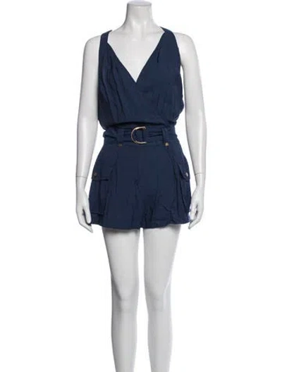 Pre-owned Ramy Brook V-neck Romper In Blue