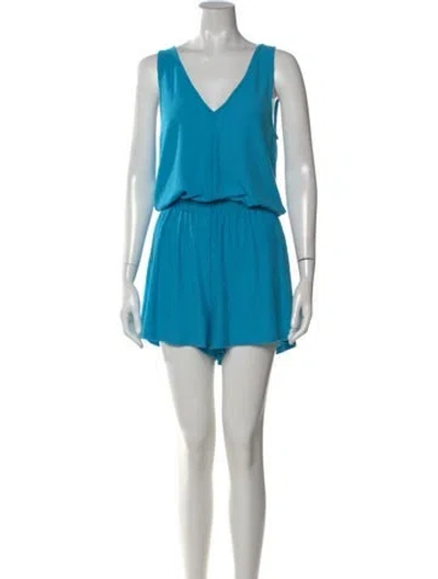 Pre-owned Ramy Brook V-neck Romper In Blue