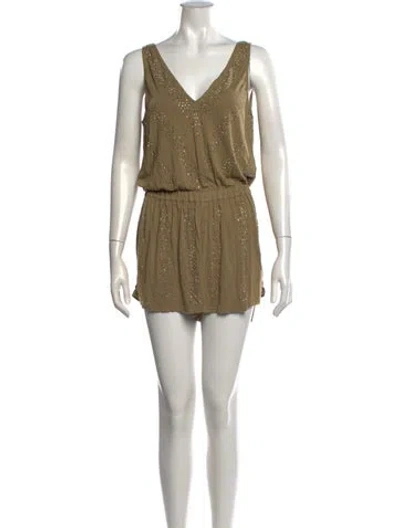 Pre-owned Ramy Brook V-neck Romper In Green