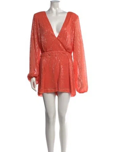 Pre-owned Ramy Brook V-neck Romper In Orange