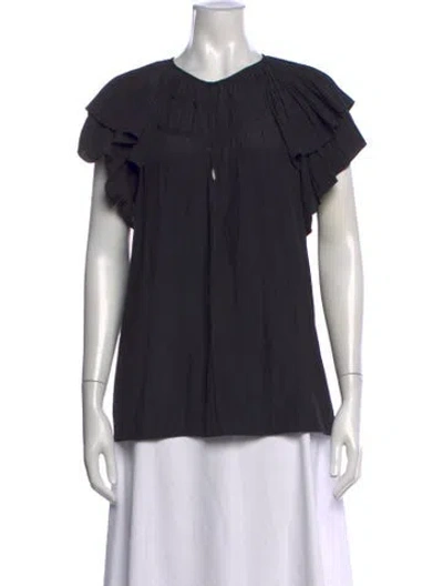 Pre-owned Ramy Brook V-neck Short Sleeve Blouse In Black