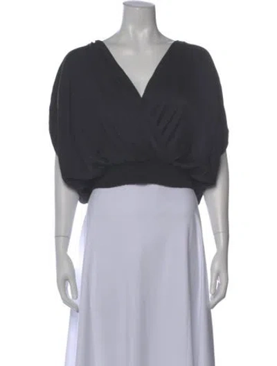 Pre-owned Ramy Brook V-neck Short Sleeve Crop Top W/ Tags In Gray