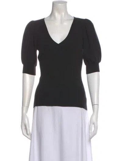 Pre-owned Ramy Brook V-neck Short Sleeve Top In Black