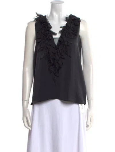 Pre-owned Ramy Brook V-neck Sleeveless Blouse In Black