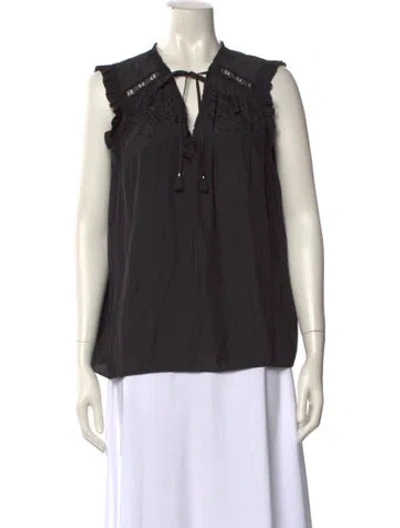 Pre-owned Ramy Brook V-neck Sleeveless Blouse In Black