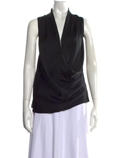 Pre-owned Ramy Brook V-neck Sleeveless Blouse In Black
