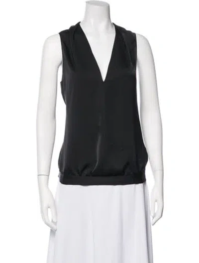 Pre-owned Ramy Brook V-neck Sleeveless Blouse In Black