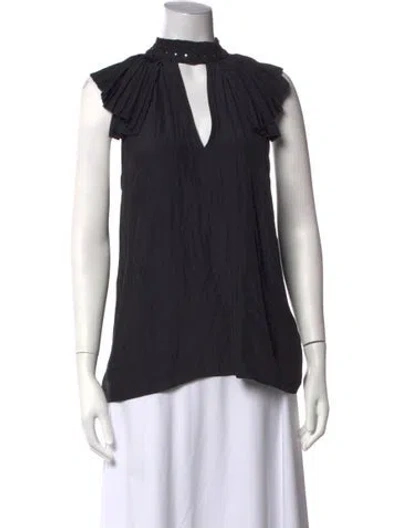 Pre-owned Ramy Brook V-neck Sleeveless Blouse In Black