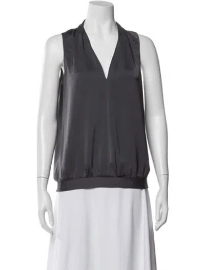 Pre-owned Ramy Brook V-neck Sleeveless Blouse In Gray