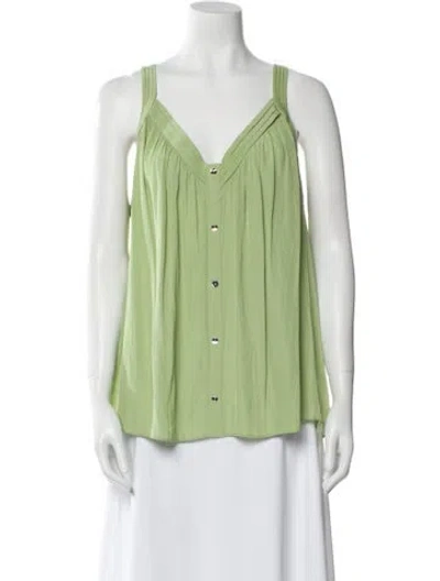 Pre-owned Ramy Brook V-neck Sleeveless Blouse In Green