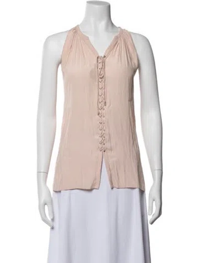 Pre-owned Ramy Brook V-neck Sleeveless Blouse In Neutrals